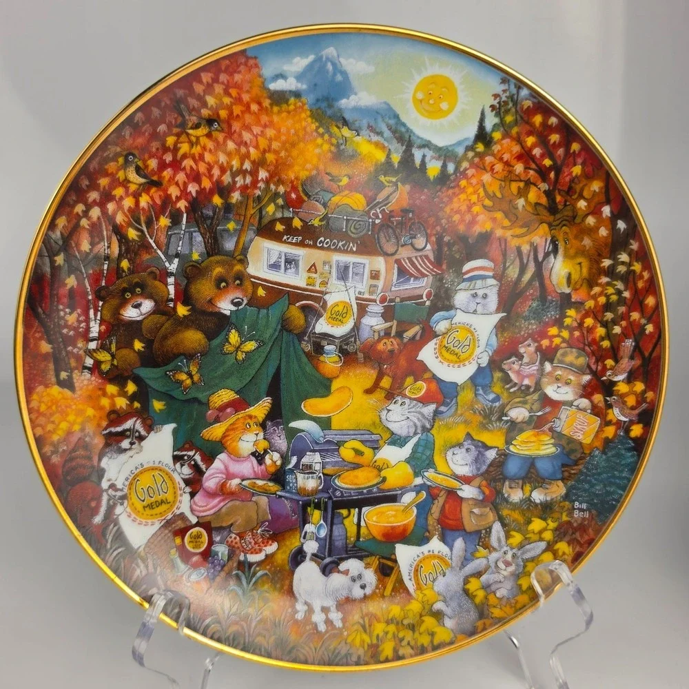 Franklin Mint Bill Bell Gold Medal Flour Cat Plates Set of 3 Signed